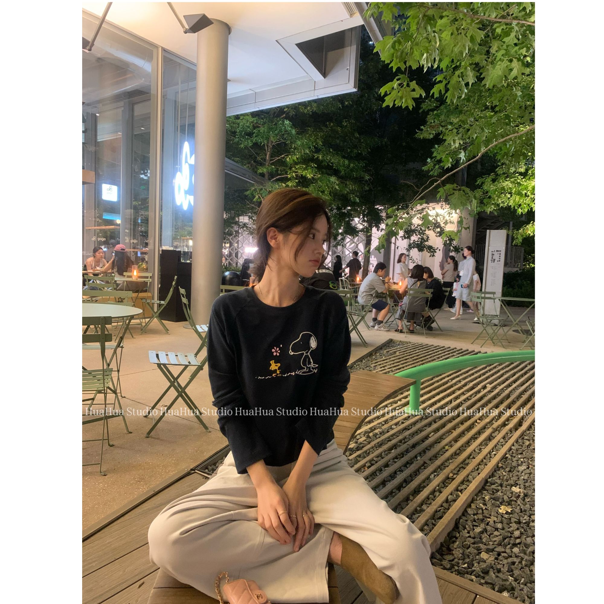 【花花】史努比T~韩版史努比卡通刺绣印花显瘦T恤
