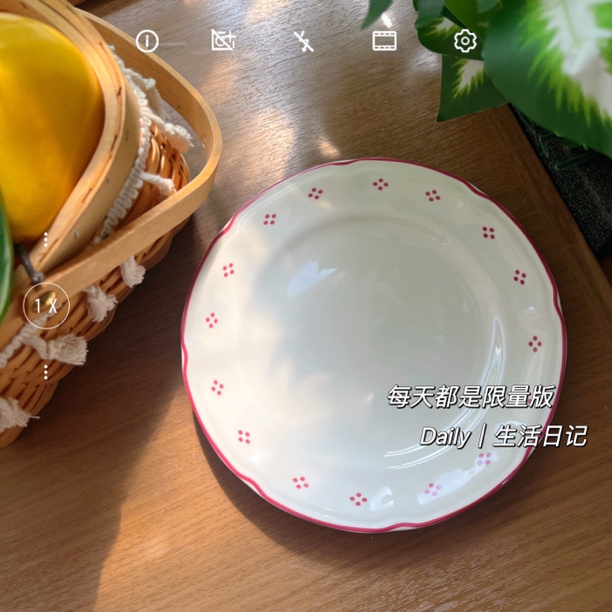 【浮雕盘红蓝2只】7.5英寸19cm家用骨瓷西餐盘点心盘 外贸尾单