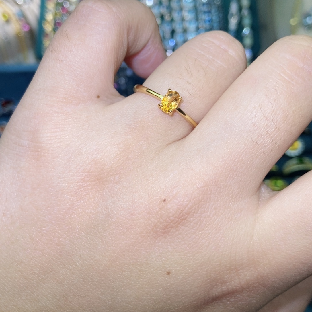 黄晶戒指银S925镶嵌