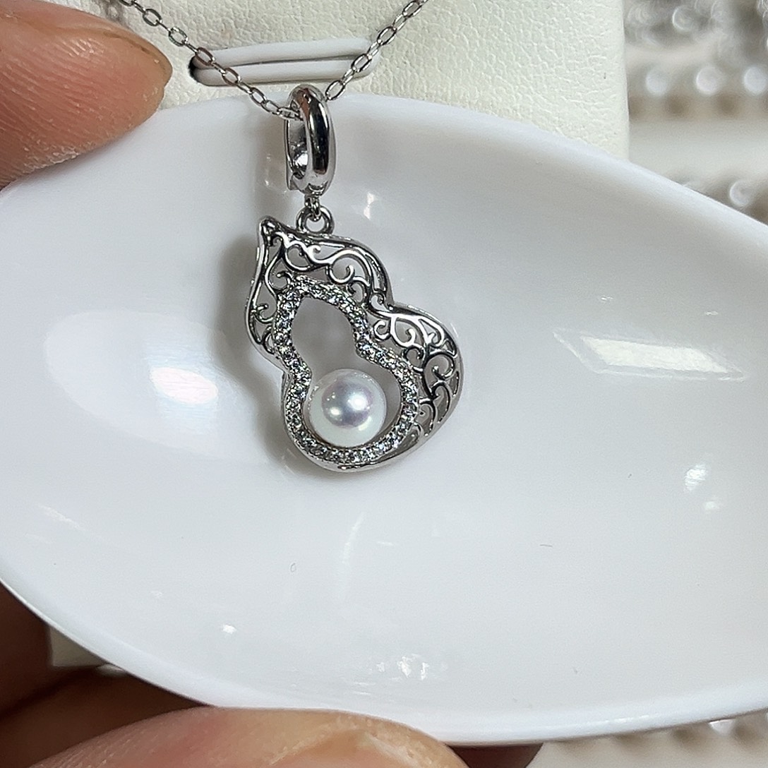 银S925镶嵌颈饰淡水珍珠