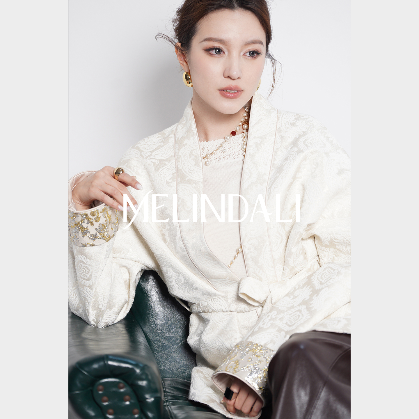 Melinda Li【金玉满堂】新中式佩斯利腰果花提花夹棉冬季保暖外套