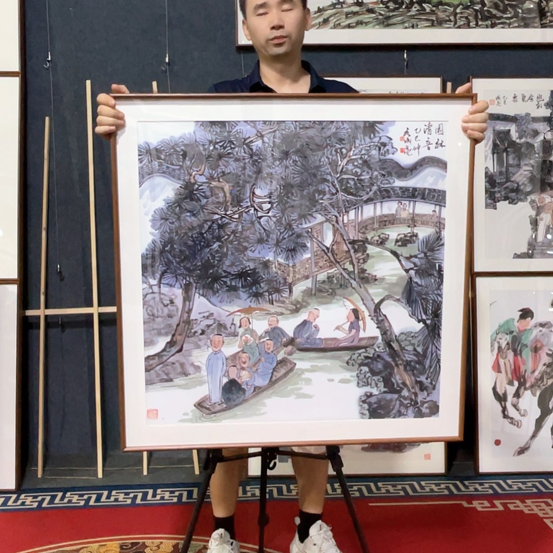 国画手绘画作品带框80/80