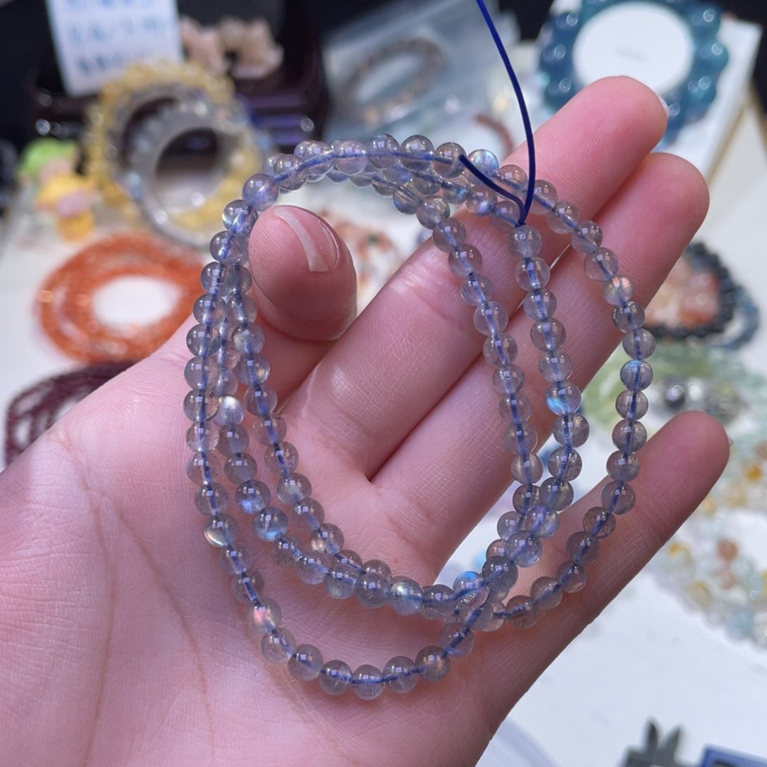 未镶嵌手链水晶强光灰月三圈4+