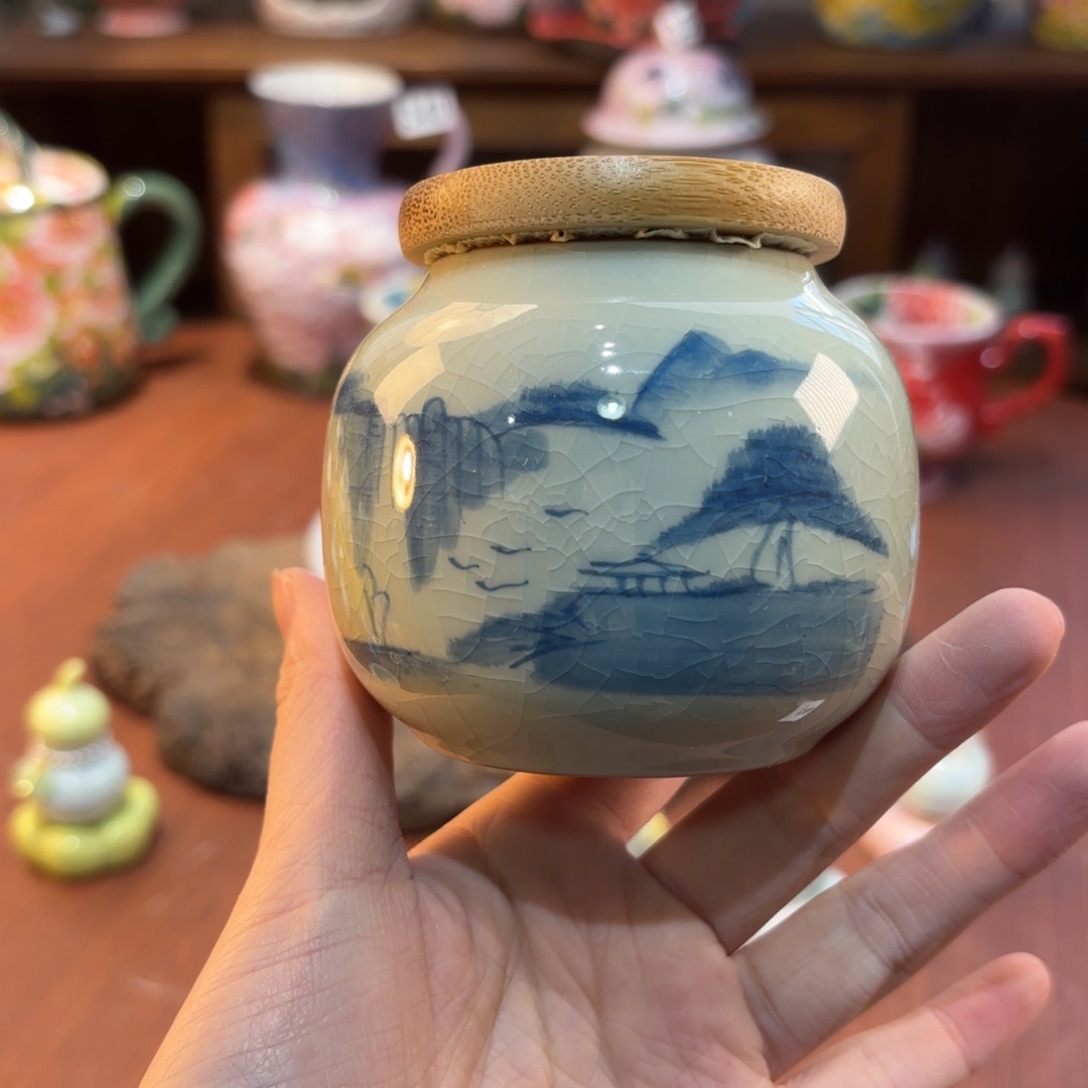 摆件景德镇手绘高温釉下彩陶瓷茶具