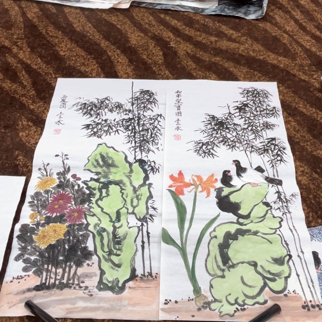 国画姚贵老师四尺四开绘画两张