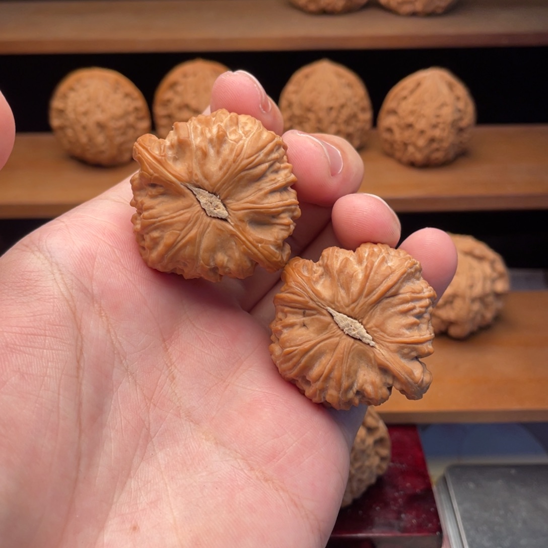 文玩核桃把件40卡姿兰红皮球白