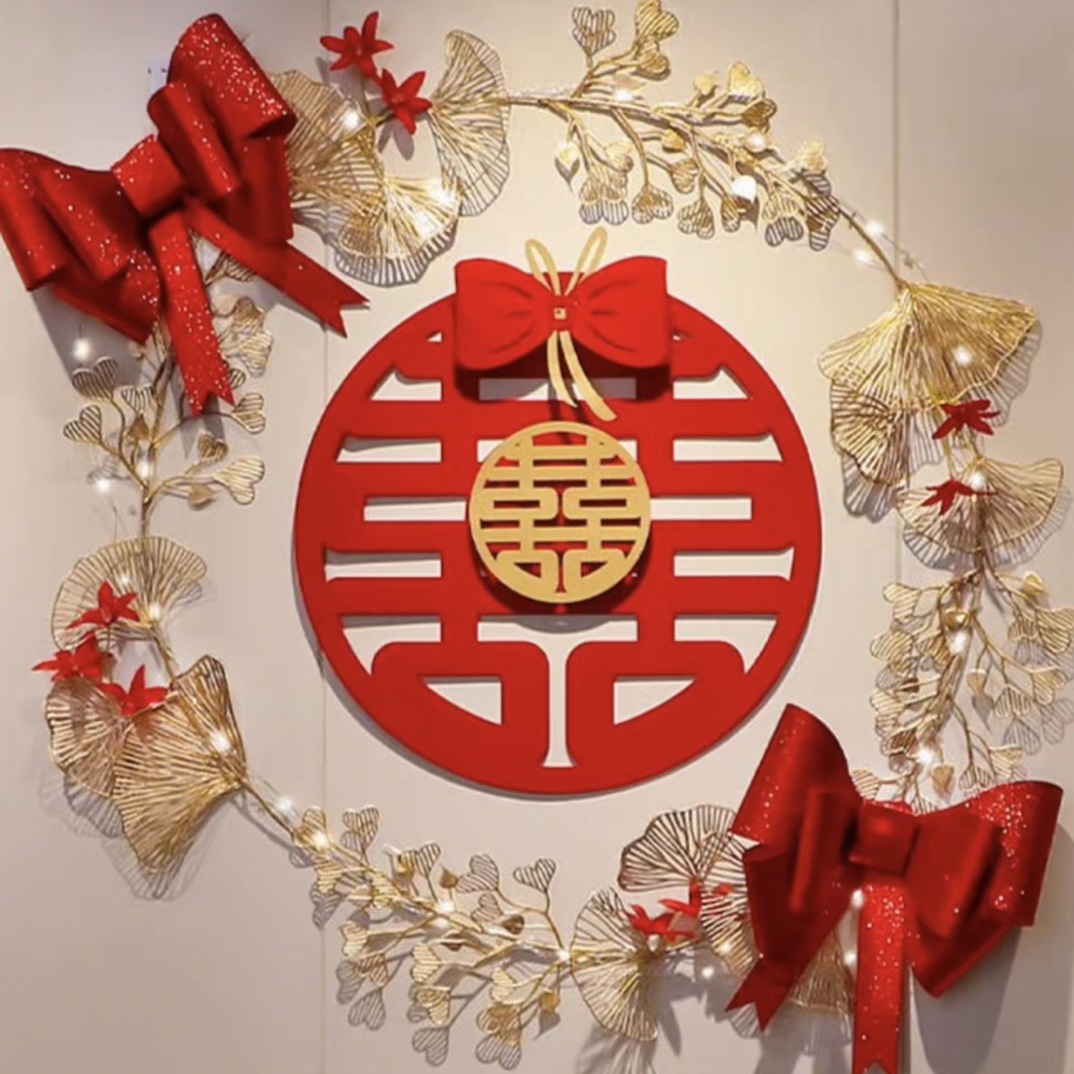 植绒镂空婚房门装饰用于婚礼新房背景墙布置