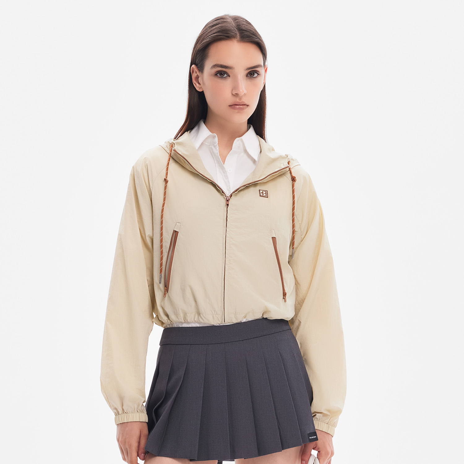 CALLED BACK春秋新款百搭防风撞色拉链运动休闲短款连帽外套女