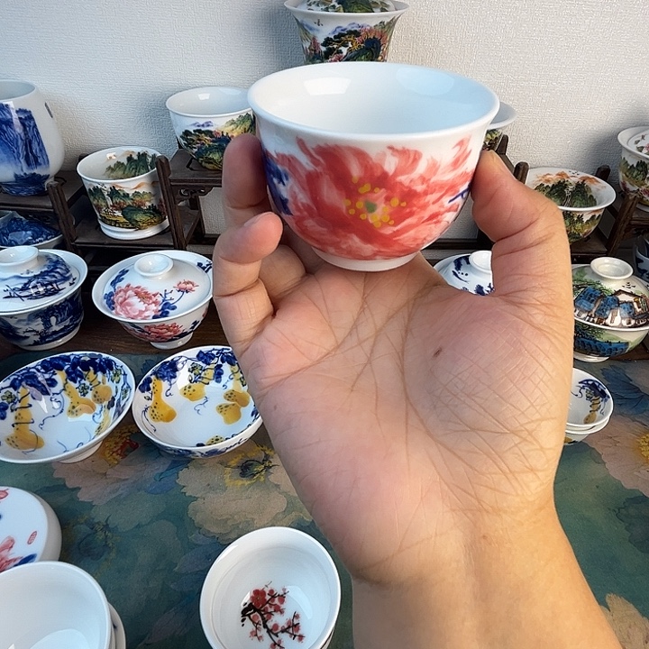 忠意堂釉下彩红牡丹微瑕不退