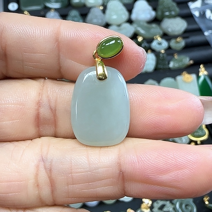 和田玉吊坠(不含链)银S925镶嵌