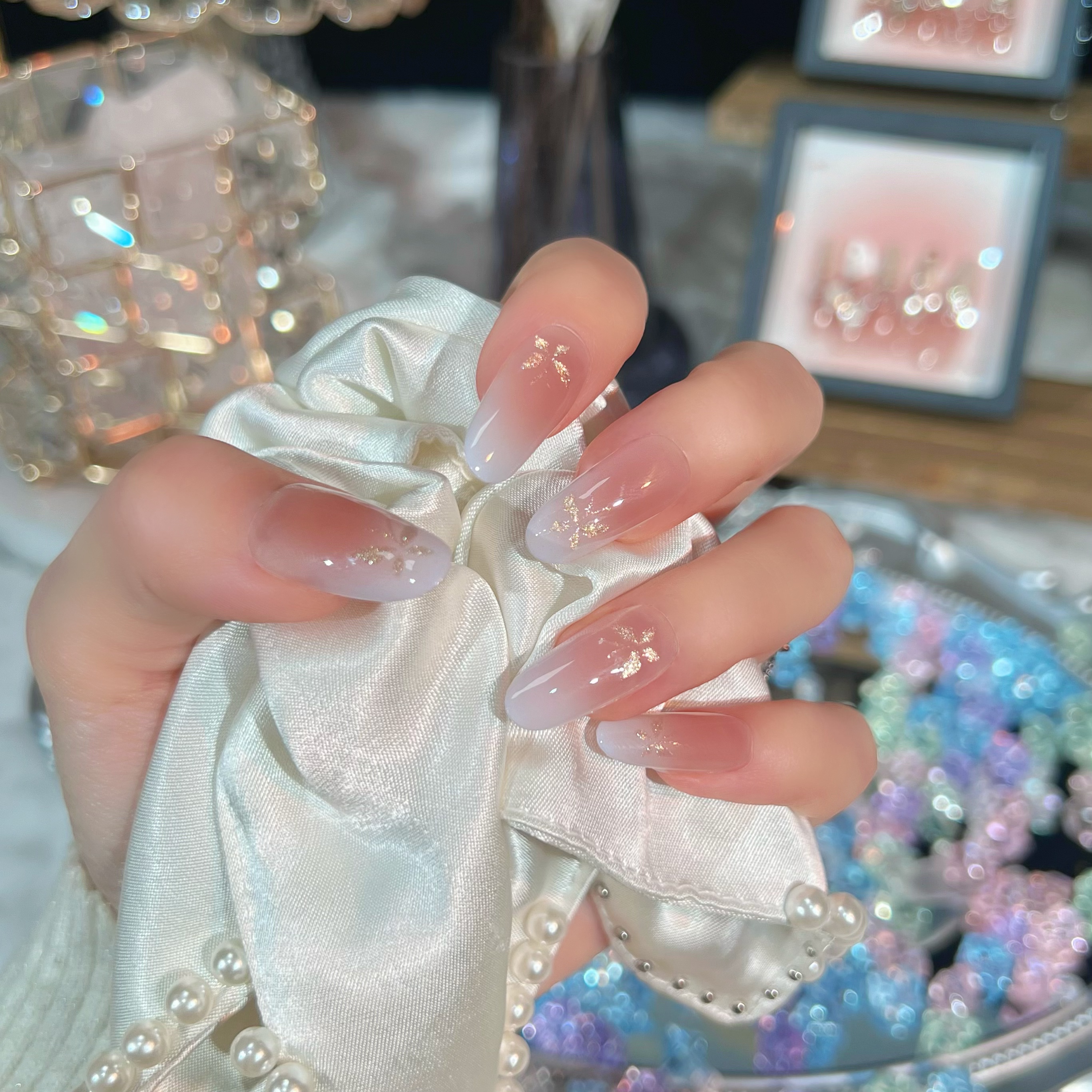 【蝴蝶谷】纯手工猫眼系列穿戴甲时尚清新纯欲高级感气质百搭流行