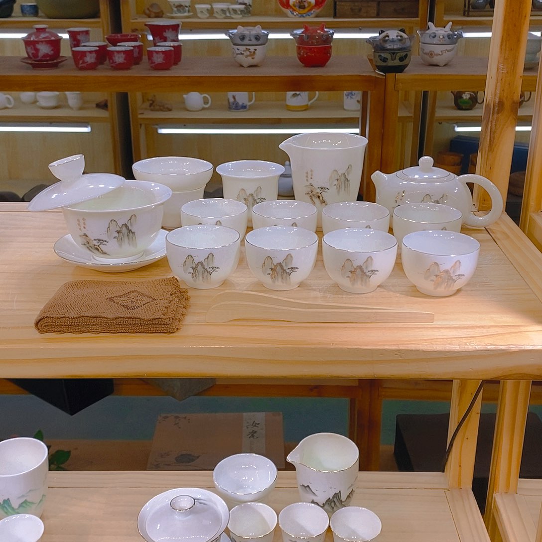 【不止】羊脂玉瓷茶具套装