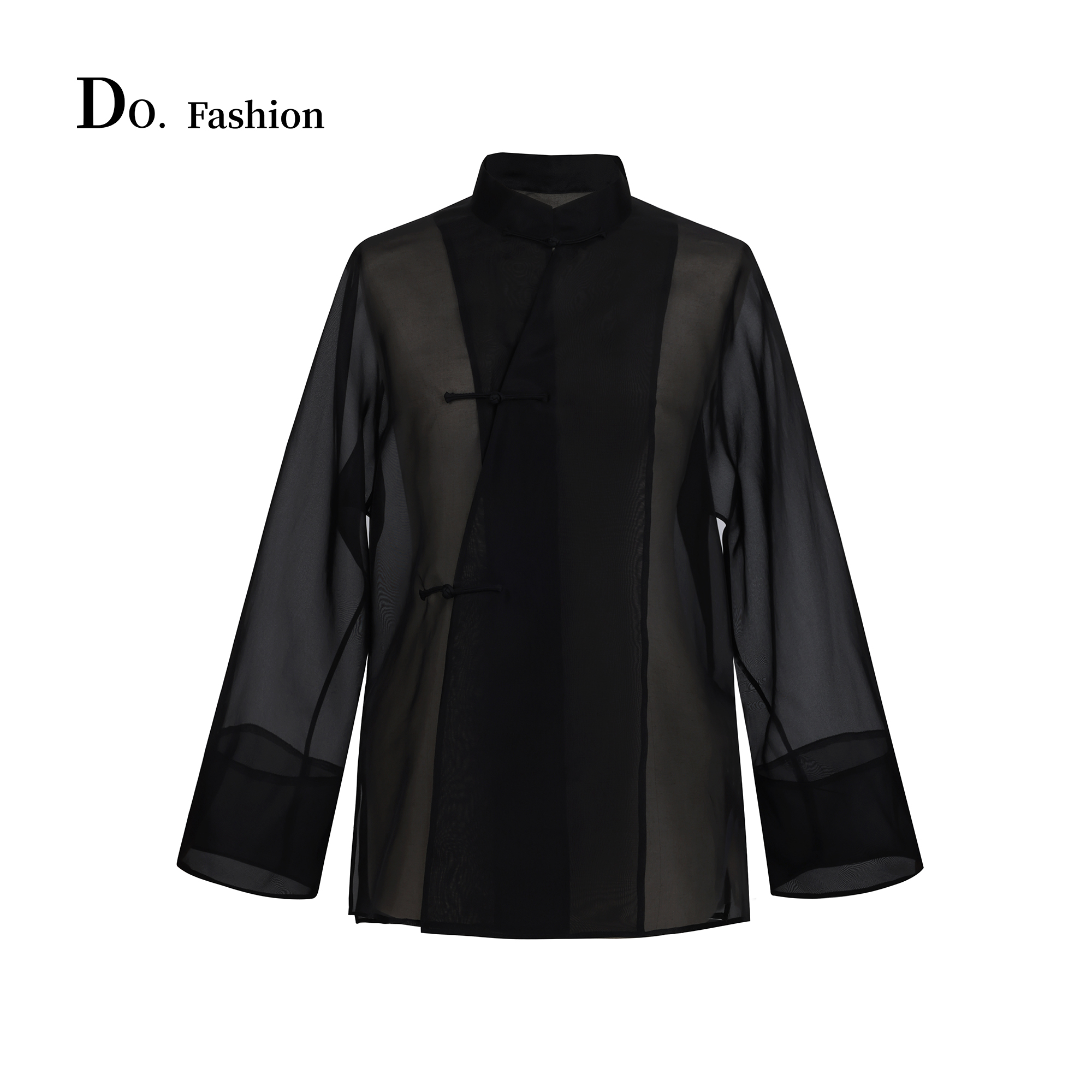 【Do.Fashion欧阳】“中式新贵”棠绶欧根纱100%桑蚕丝中式斜襟衬衫