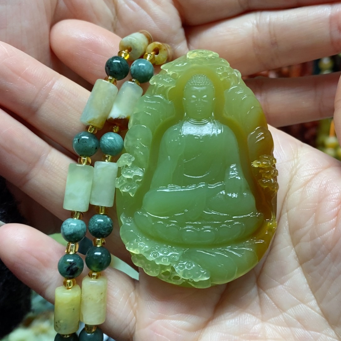 岫玉吊坠(赠链)未镶嵌洞****厂