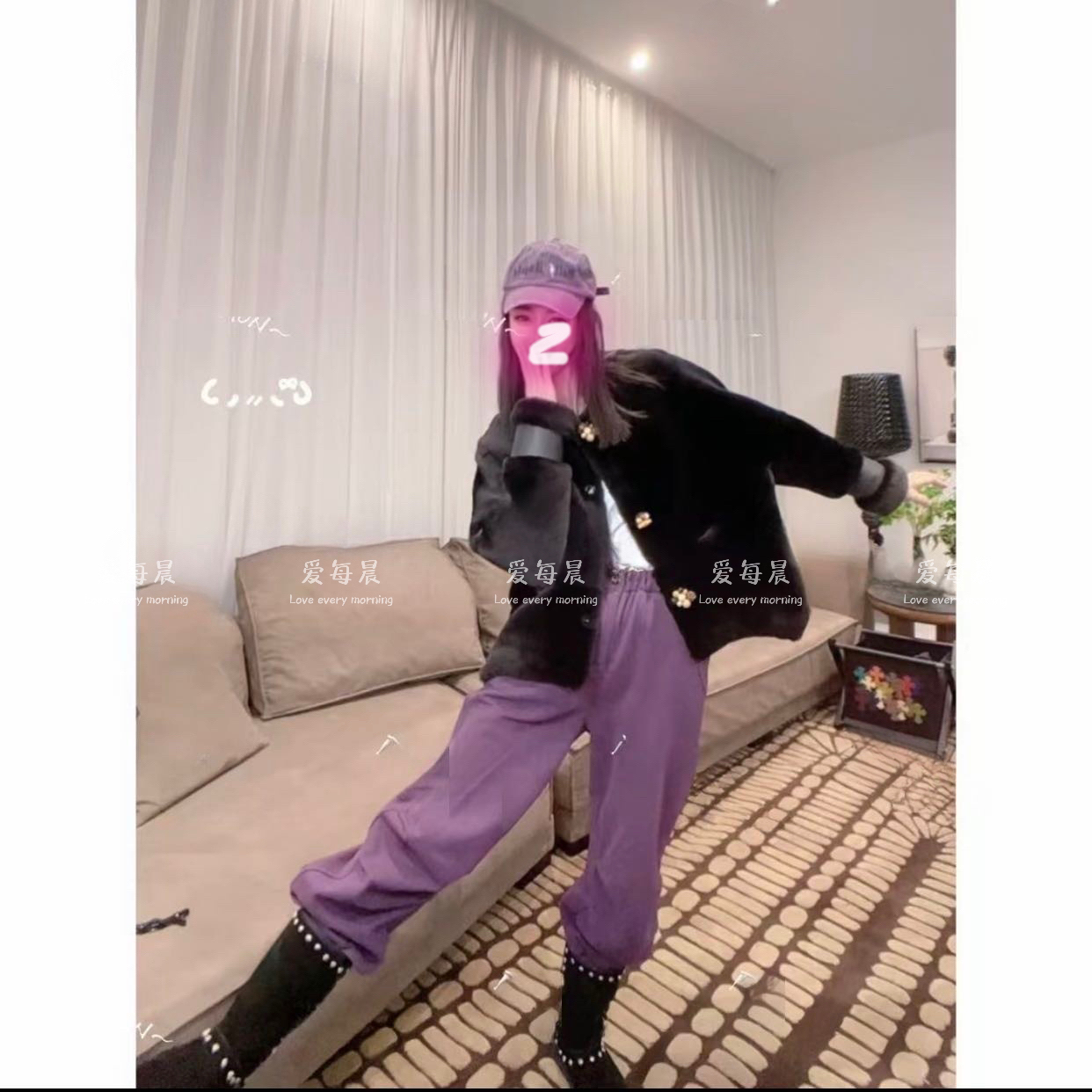 2025 | 良辰美景 琥珀流光风紫罗兰多样扣皮毛一体外套2536