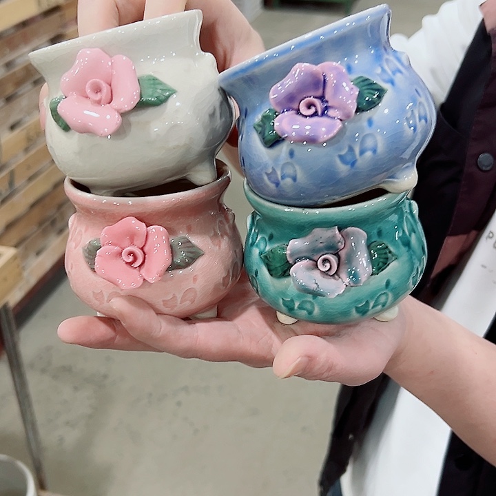 有孔.凑满10元发货多肉陶瓷花盆！