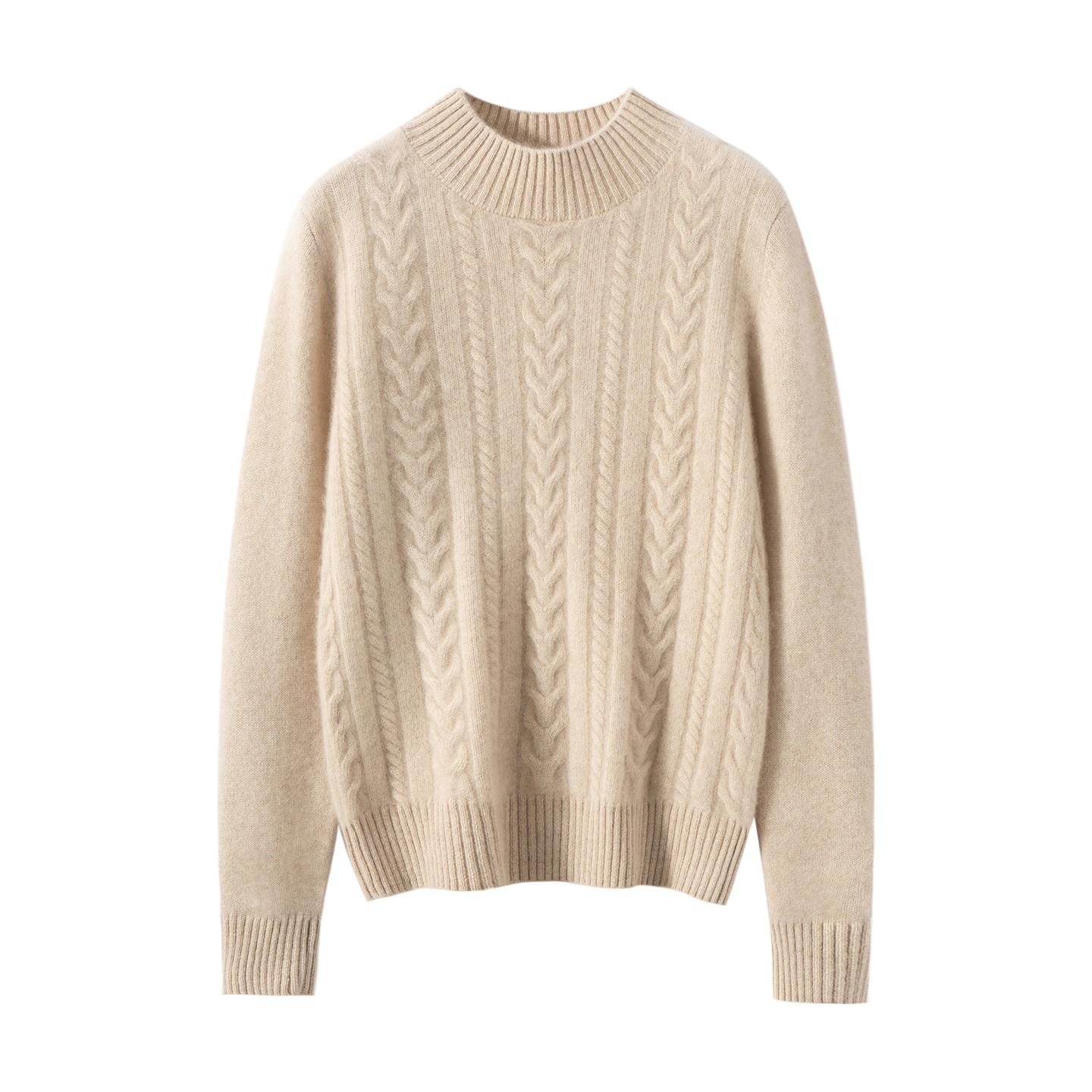 100%山羊绒7针双股加厚前片提花半高领女套衫