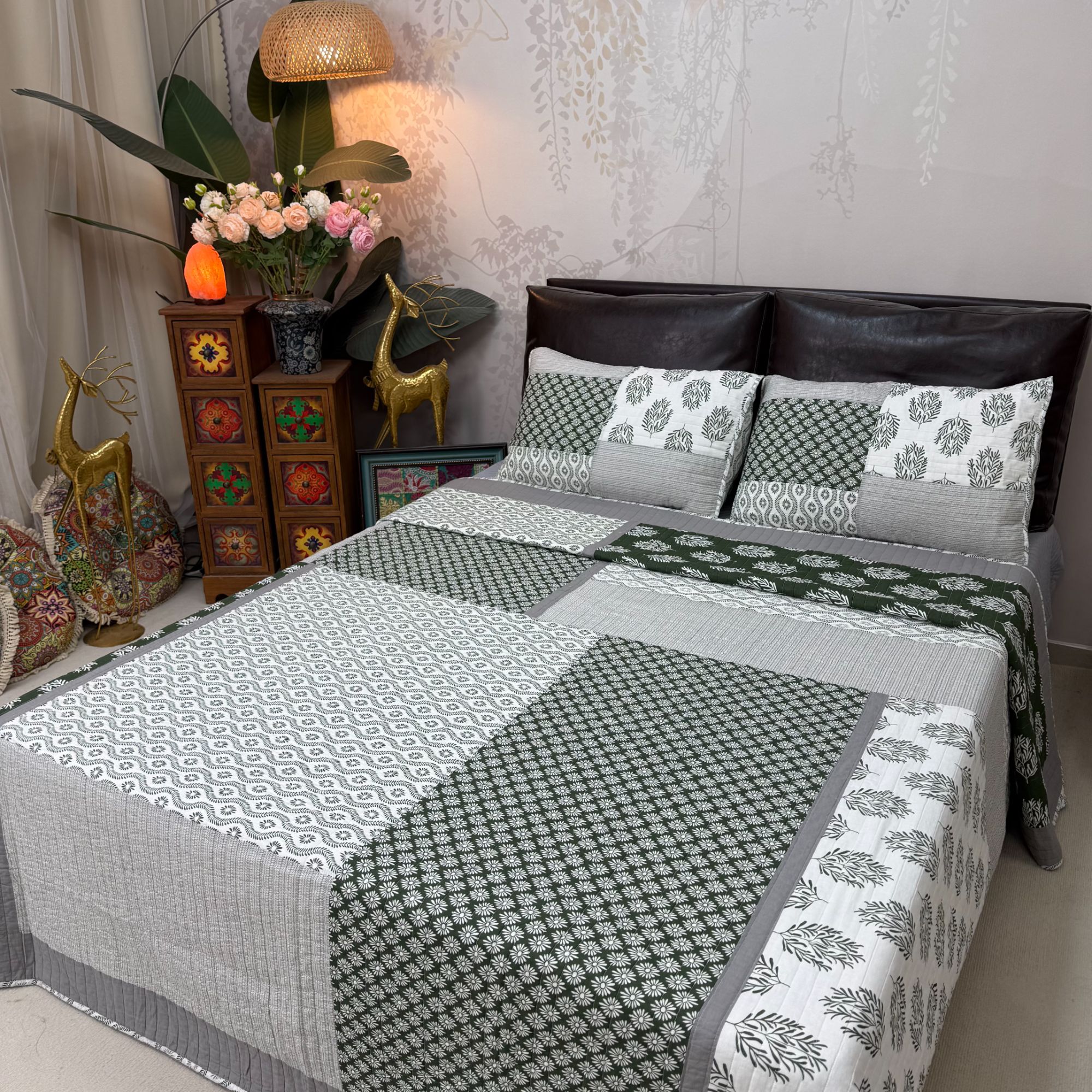 【赫彩生活知遇】拼接双人床盖三件套棉绗缝夹棉亲肤