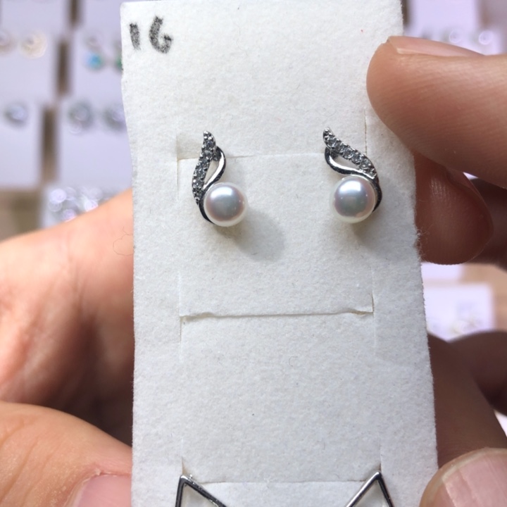 淡水珍珠耳饰银S925镶嵌