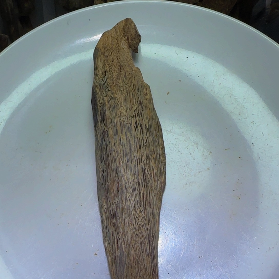 沉香手把件壮*儿沉香奇楠海南莺歌绿虫漏61克