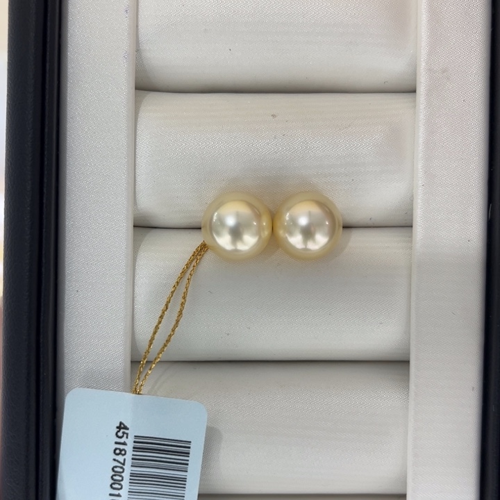 海水珍珠上新金珠奶油金素钉10-11mm18K金镶嵌