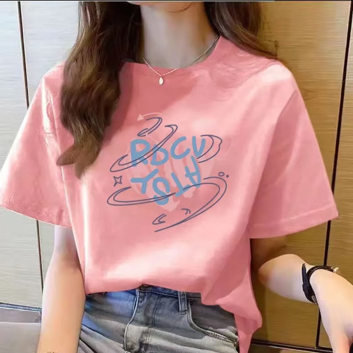 【100%纯棉】夏季上新女款女士时尚百搭潮流短袖t恤圆领显瘦半袖