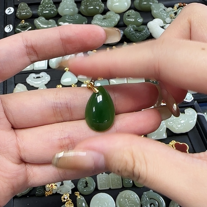 和田玉颈饰银S925镶嵌