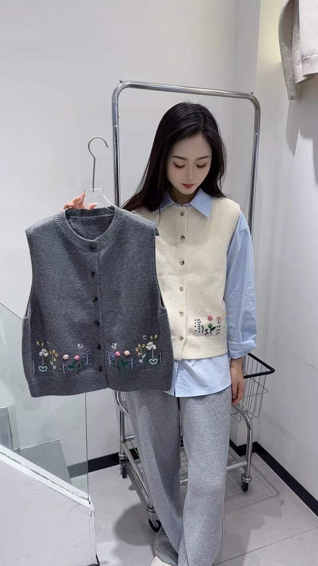 韩版百搭春日叠穿神器针织马甲背心   7023#