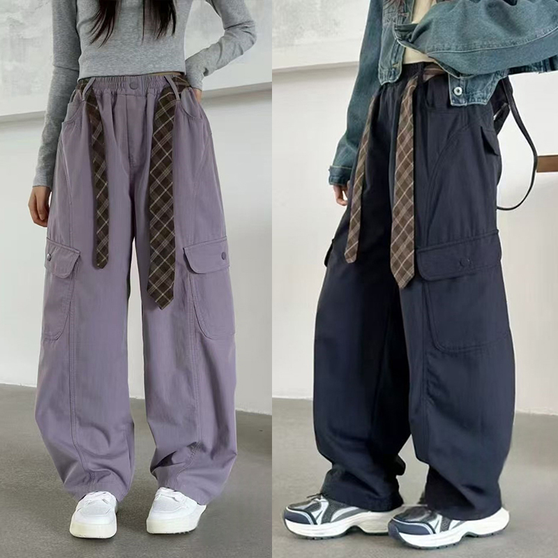 青少年工装裤秋季女童工装裤春秋韩版休闲裤中大童运动宽松长裤