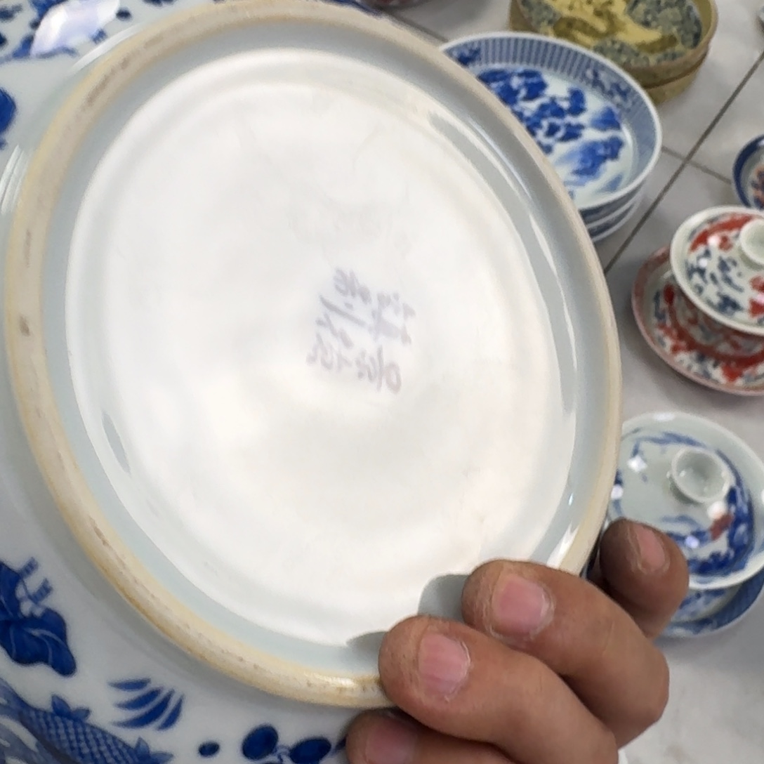 摆件青花鱼藻纹大壶承