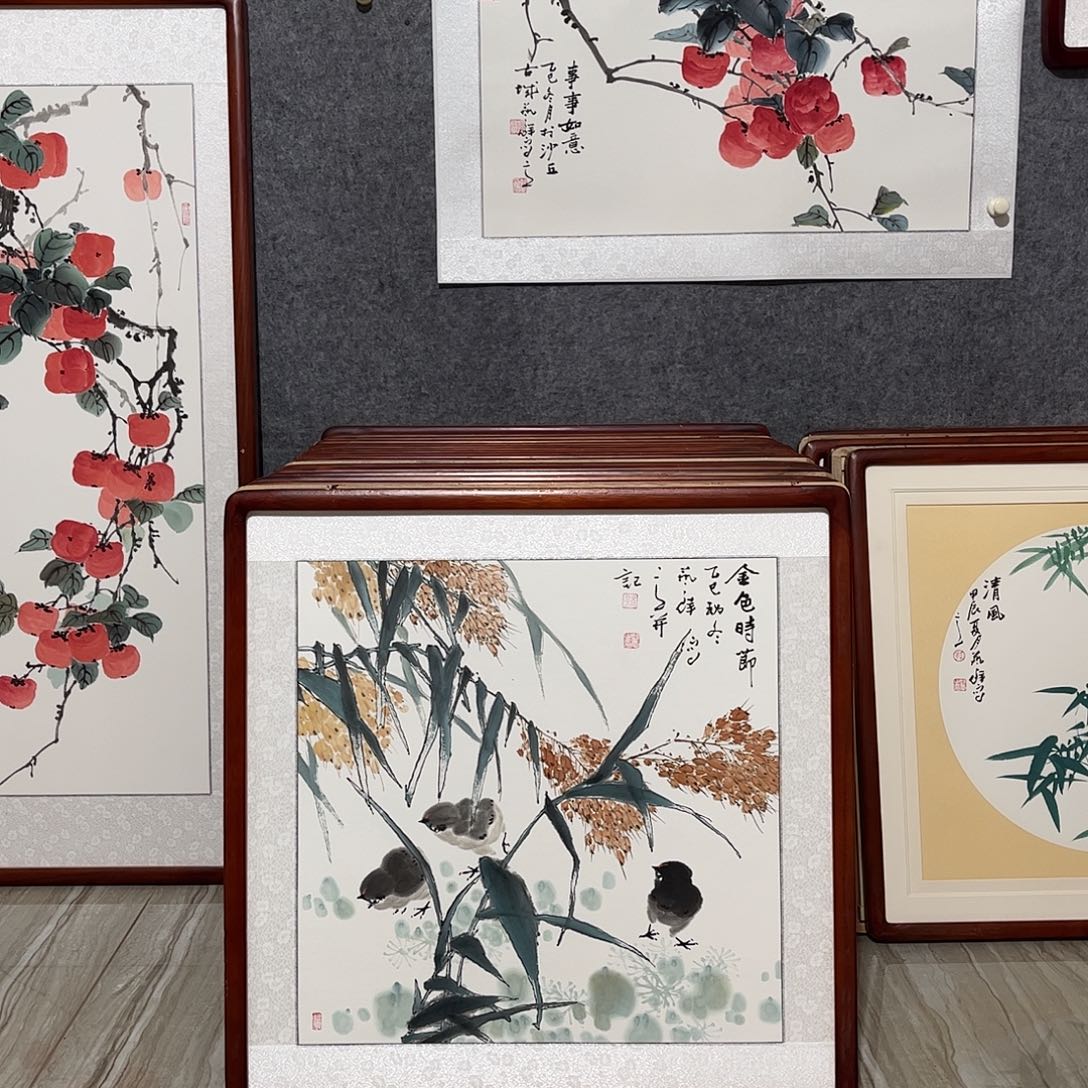 国画书画作品带框63×63