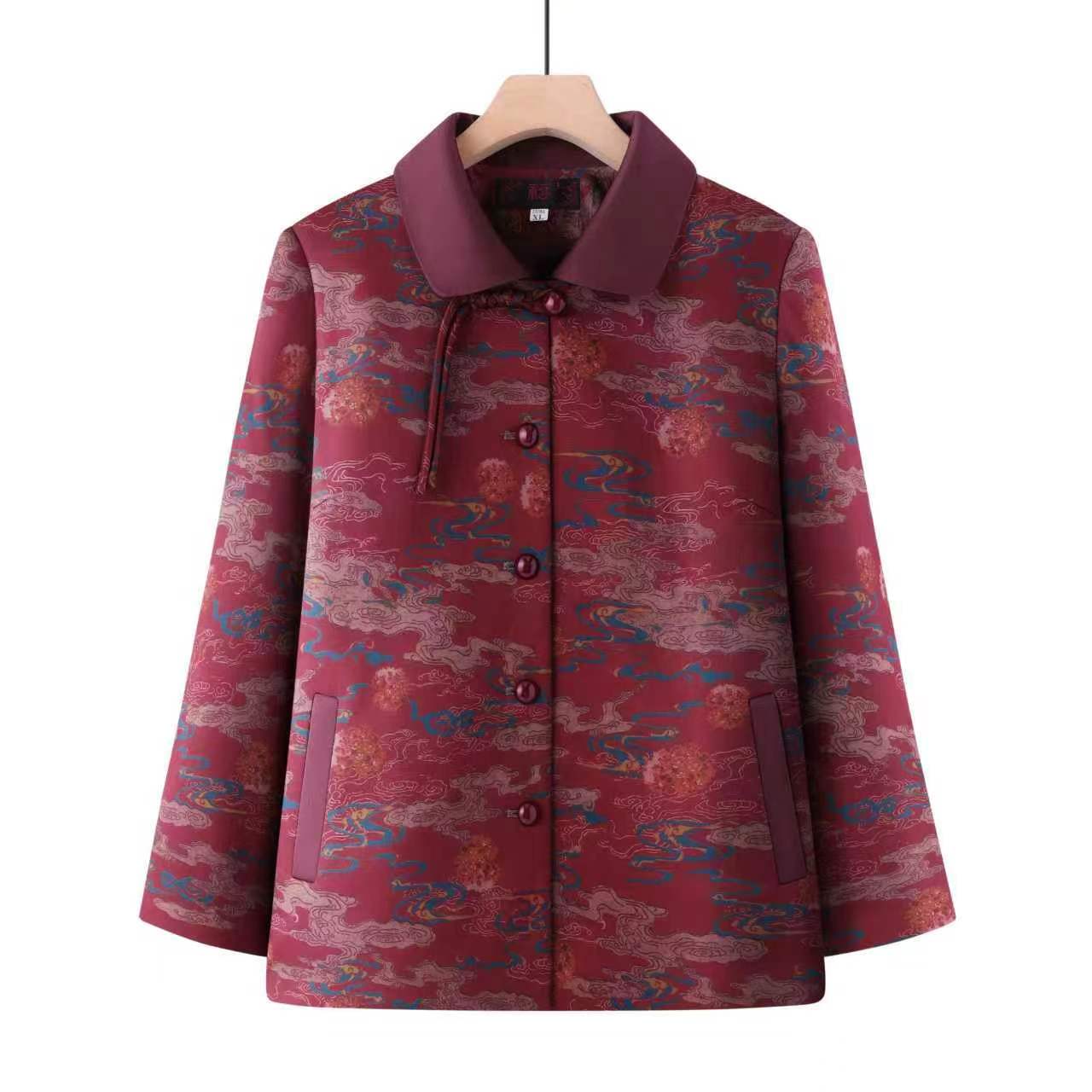 11952-女保暖外套加绒加厚保暖外套中老年人衣服老太秋装【A仓】