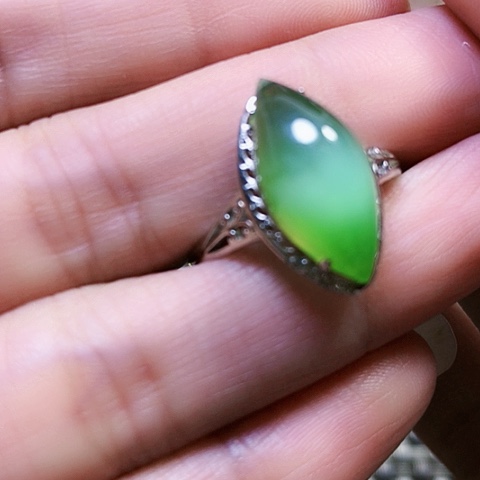 和田玉银S925镶嵌戒指