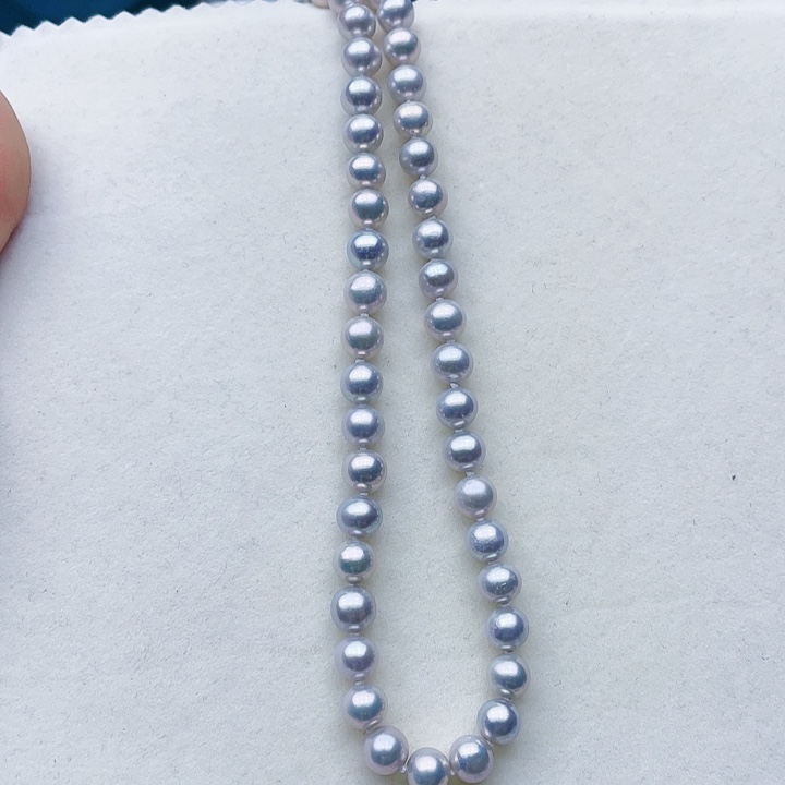 淡水珍珠颈饰银S925镶嵌卡7➕高品极光澳绿➕金属光高级灰