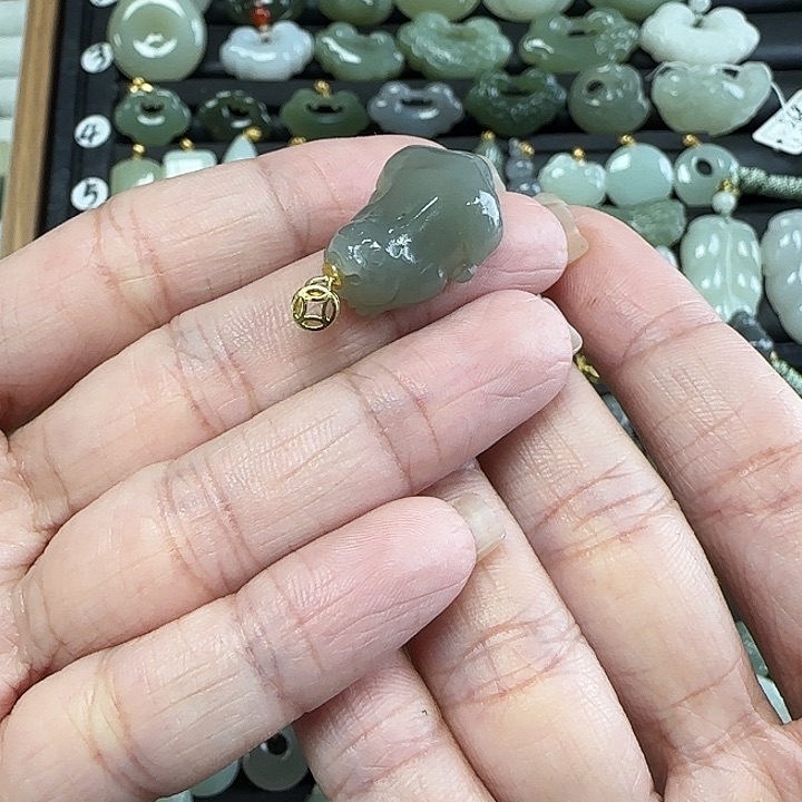 和田玉银S925镶嵌吊坠(不含链)