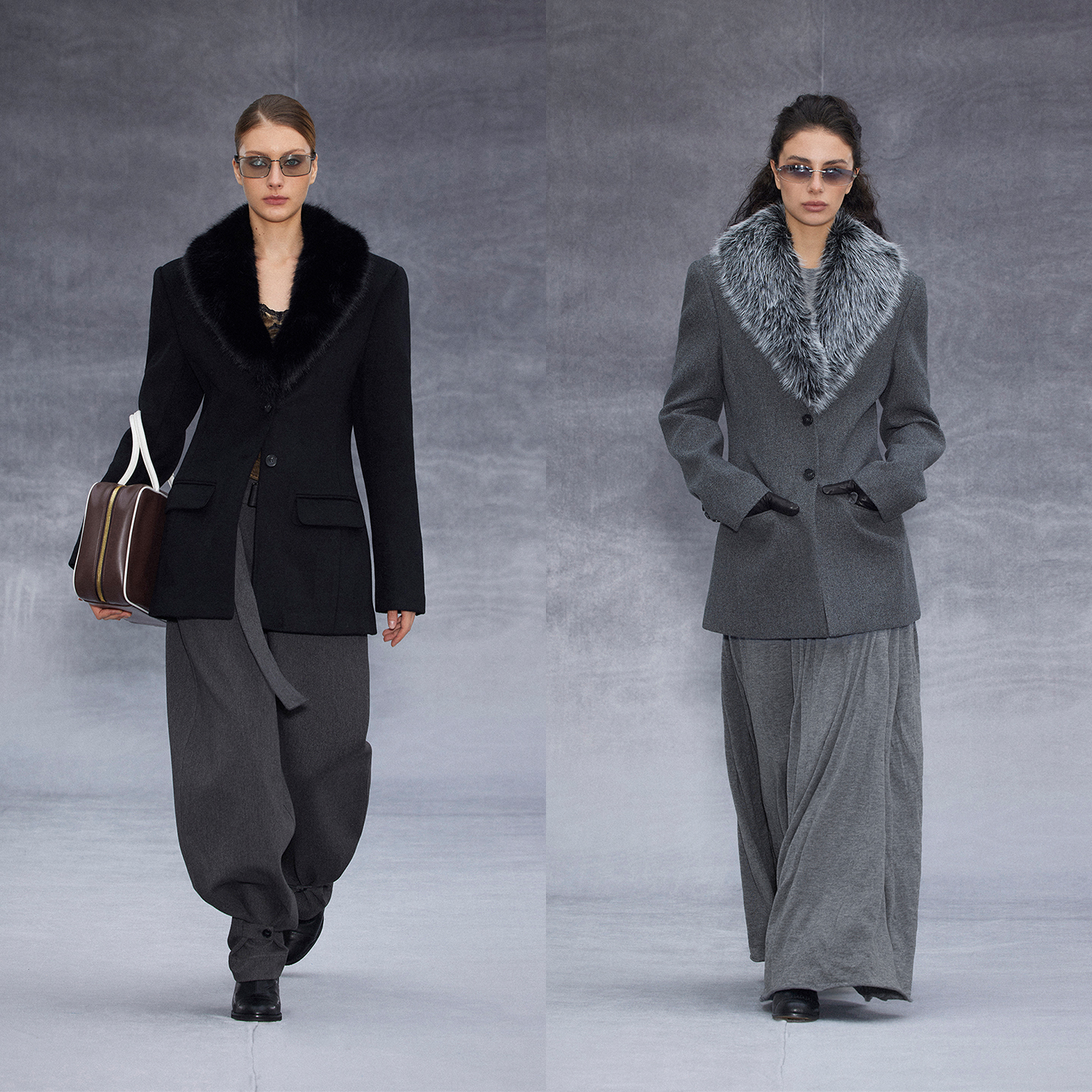 Randpickéeretro系列-可拆卸毛领收腰毛呢西装