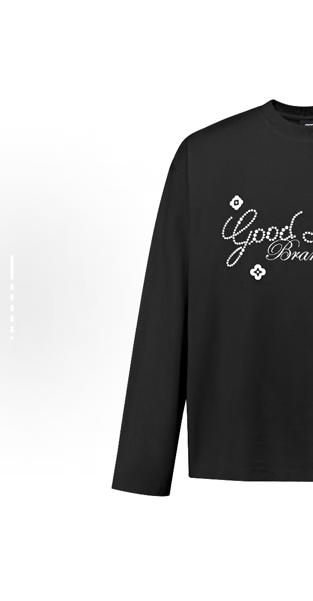 小花长袖GOODBRAND 2025FW GOOD LOVES小花标语轻奢时尚高级感T恤
