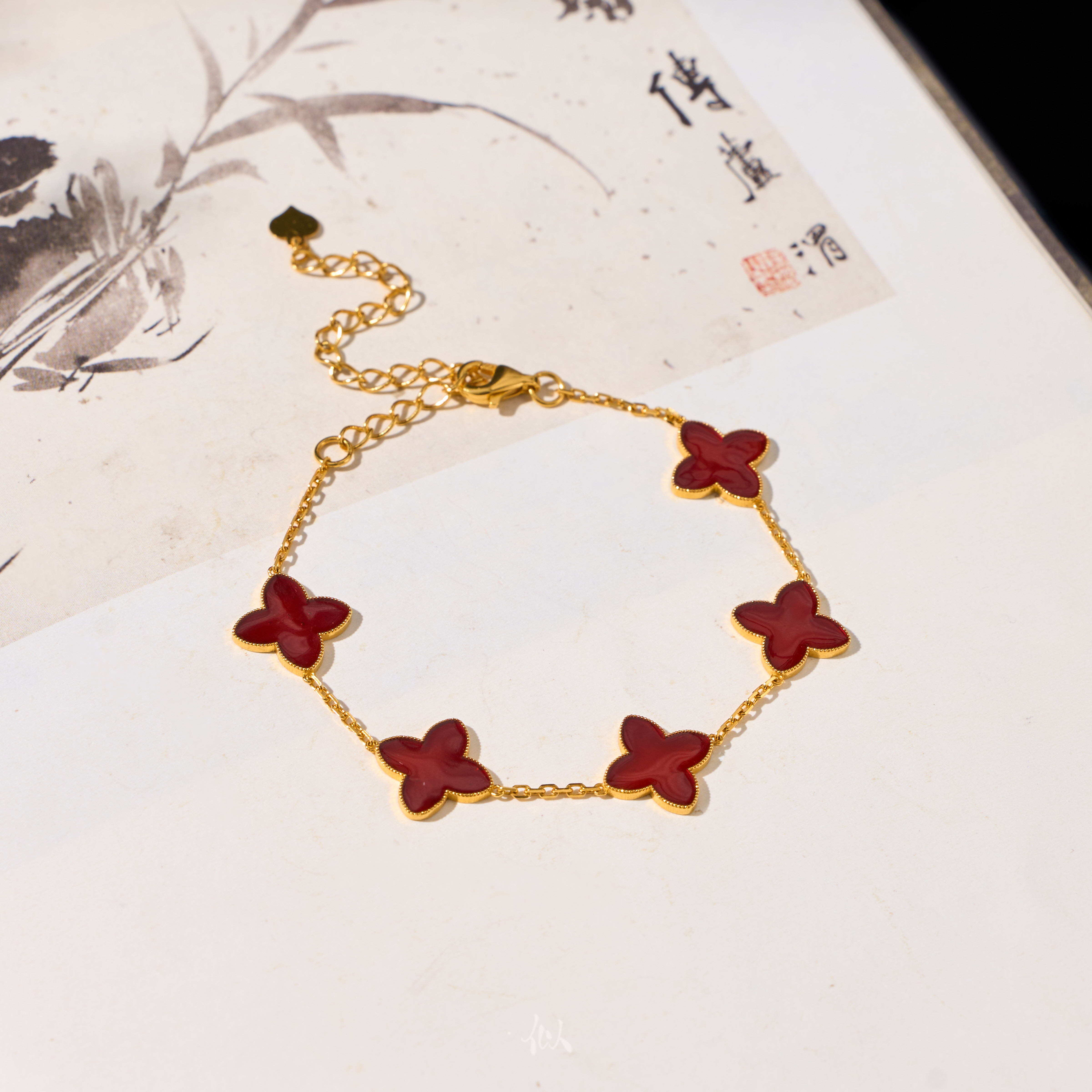 【鎏金凤禧】·似梓珠宝· 18K四叶草金手链  多样性发一SZMDYB0005