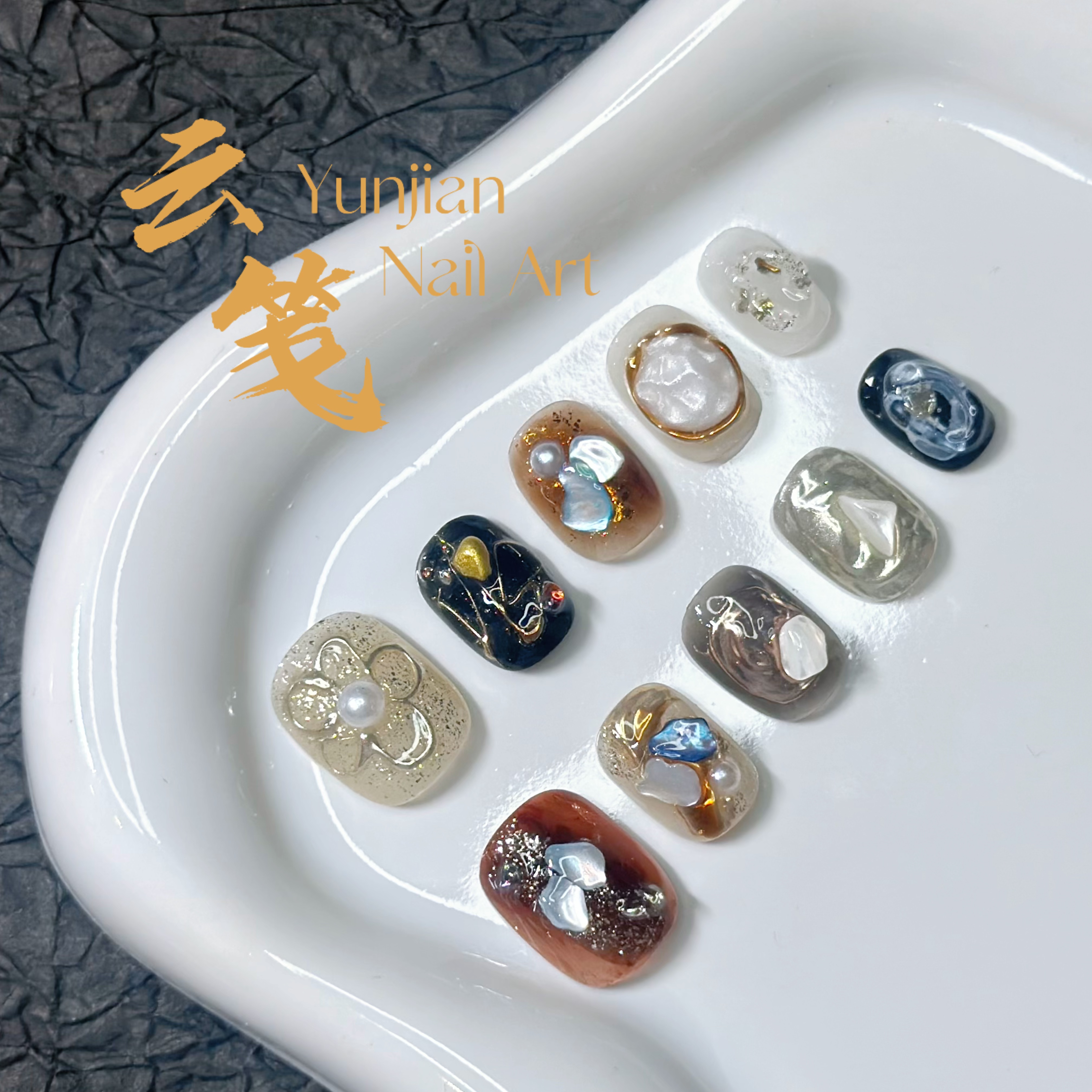 【银色海岸】纯手工ins风小众穿戴美甲短甲轻奢重工巴洛克珍珠款式