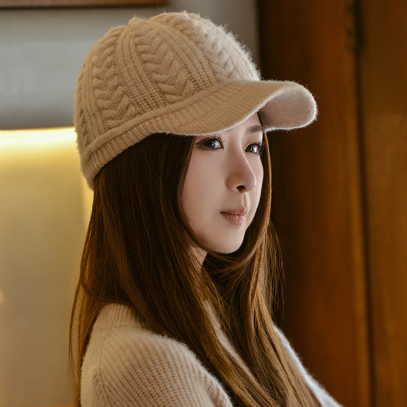 时尚百搭鸭舌帽棒球帽秋冬男女羊绒针织帽护耳帽保暖休闲帽899