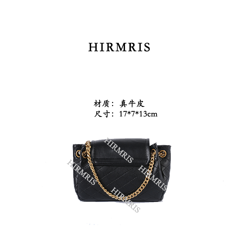 HIRMRIS手工真皮包550555-黑  小翻盖塔阳黑色