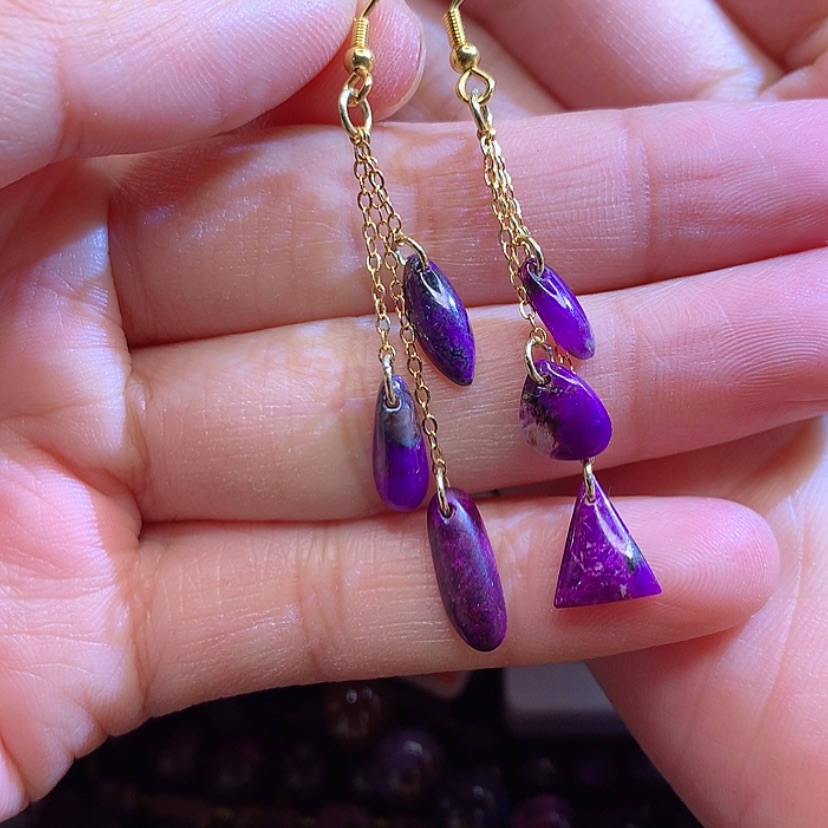 【闪购商品】苏纪石（舒俱来）耳钩银S925镀金镶嵌