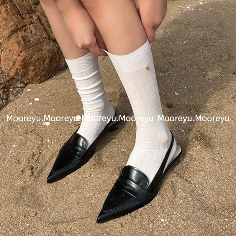 Mooreyu尖头高跟单鞋女2025年春季新款黑色百搭复古细跟鞋女小众