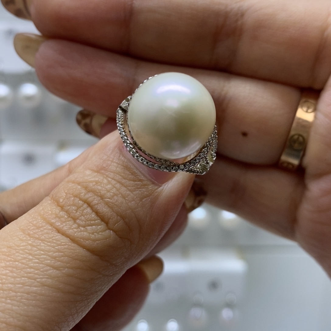 淡水珍珠银S925镶嵌戒指