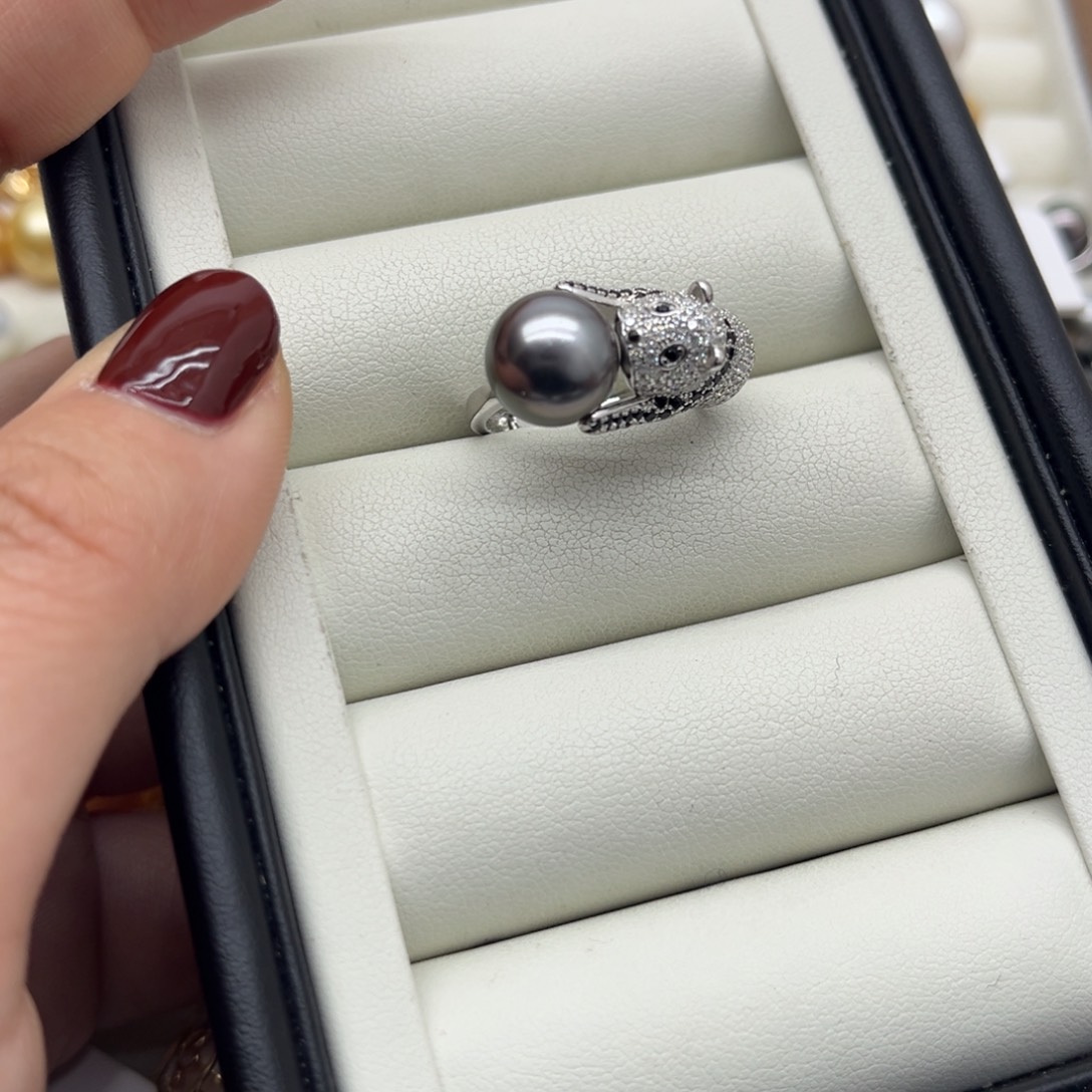 银S925镶嵌戒指海水珍珠