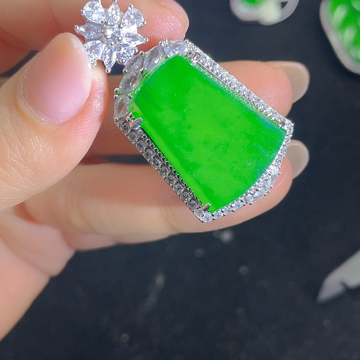 翡翠吊坠(不含链)银S925镶嵌