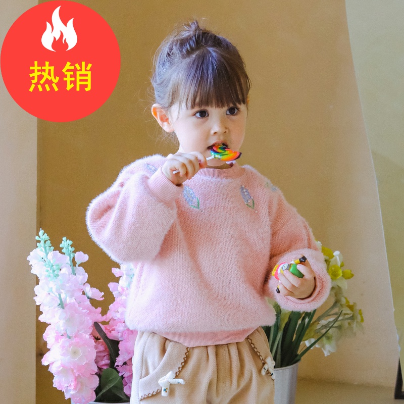品牌女童加绒卫衣儿童冬季时尚新款洋气宝宝毛毛衣网红XGE37204