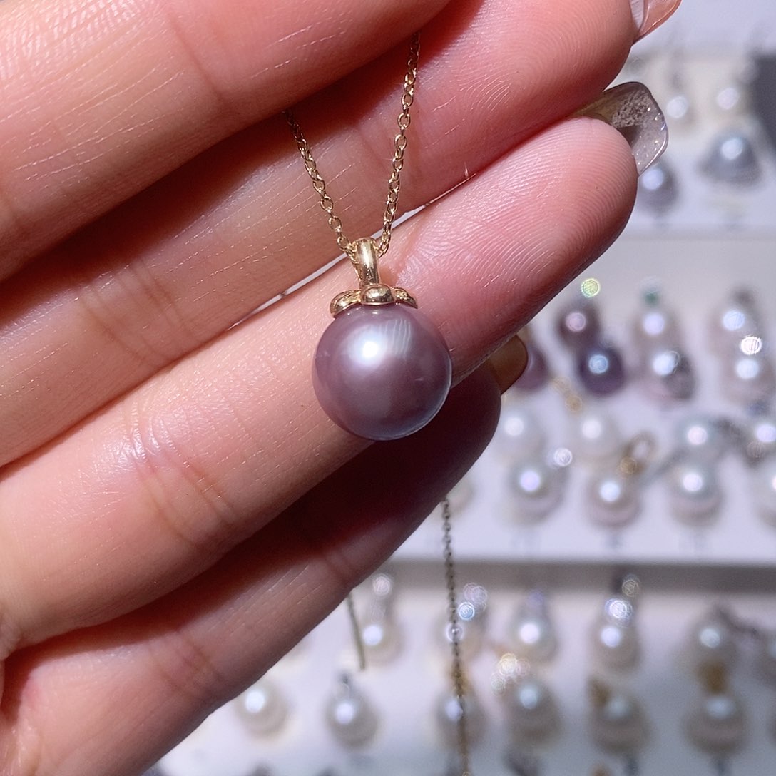 淡水珍珠吊坠(赠链)银S925镶嵌11-12mm