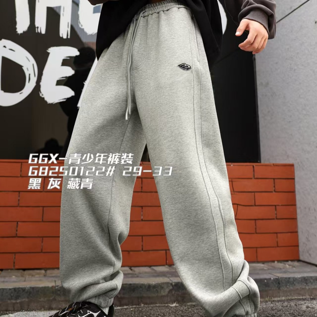 洛比凡.3781 （500克加绒）冬季新款加绒针织运动裤青少年学生束脚