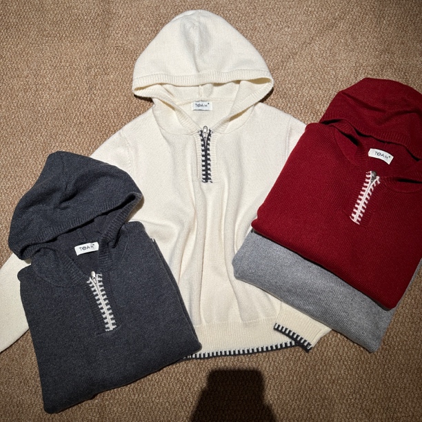 帽衫羊毛衫拉链狗牙边设计师款百搭显瘦5005